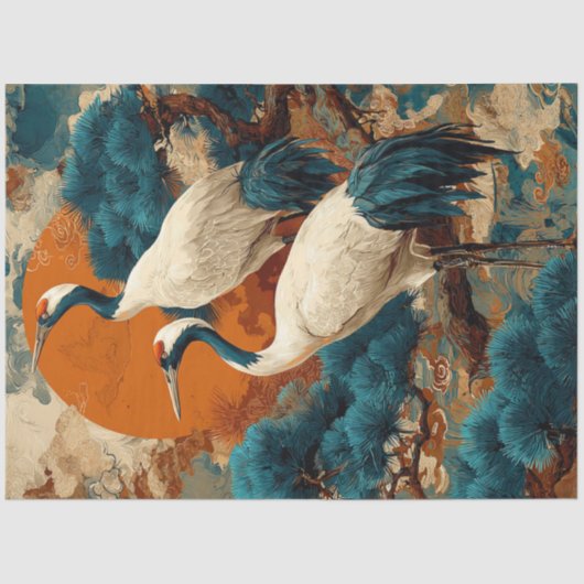 デカップクレーンのアジアンパインと日の出 薄葉紙 (正面)