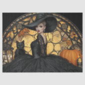 デカップゴシック女性秋のプリントステンドグラス 薄葉紙 (正面)