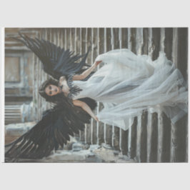 デカップゴシック良いエンジェルホワイトドレスブラックウィング 薄葉紙