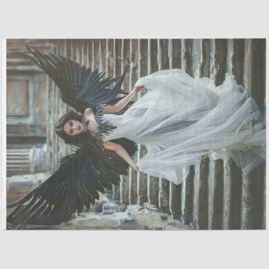 デカップゴシック良いエンジェルホワイトドレスブラックウィング 薄葉紙 (正面)