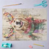 デカップゴールデンレトリバー〔雄ジカの〕枝角カラースカーフ 薄葉紙 (クラフト)