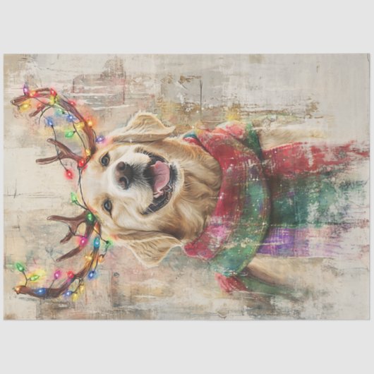 デカップゴールデンレトリバー〔雄ジカの〕枝角カラースカーフ 薄葉紙 (正面)