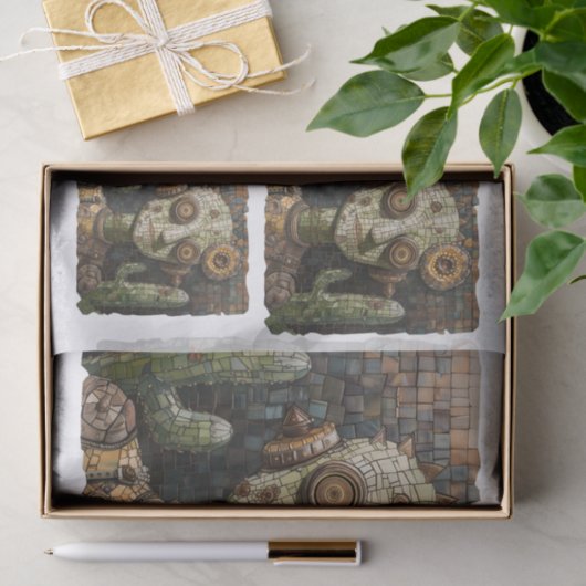 デカップスチームパンクグリーンエイリアンフェイクモザイク026 薄葉紙 (ギフト)