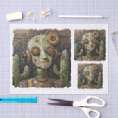 デカップスチームパンクグリーンエイリアンフェイクモザイク026 薄葉紙 (クラフト)