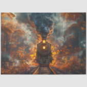 デカップスチーム機関車秋の森と火 薄葉紙 (正面)