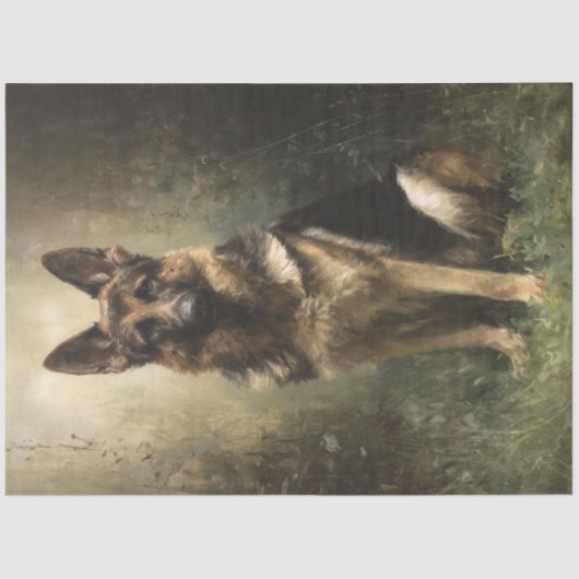 デカップドイツ威厳のあるシェパードのポーズポートレート 薄葉紙 (正面)