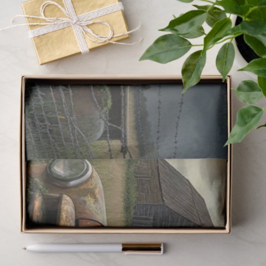 デカップノスタルジックさびたファームトラックフィールドの設定 薄葉紙 (ギフト)