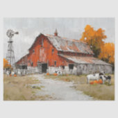 デカップノスタルジックオータムレッドバーンカウー絵を描油 薄葉紙 (正面)