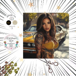 デカップノスタルジックマッスルカー美しい女性 薄葉紙