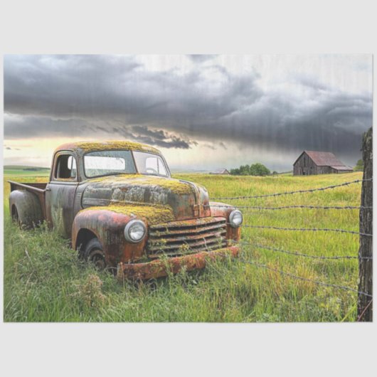 デカップノスタルジックラスティレッドトラックオールドバーン 薄葉紙 (正面)