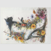 デカップハイ芸術的ヒールのブーツ猫の花 薄葉紙 (正面)