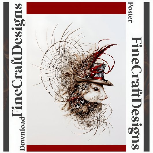 デカップハットR 137の可愛いスチームパンクホワイトマウス 薄葉紙