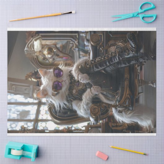 デカップヒッパイスタイルの白い毛皮の猫のお尻ブーツ 薄葉紙 (クラフト)