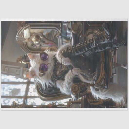 デカップヒッパイスタイルの白い毛皮の猫のお尻ブーツ 薄葉紙 (正面)