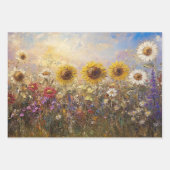 デカップヒマワリ鮮やかーデイジー絵を描色 ラッピングペーパーシート (正面3)