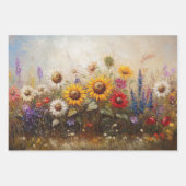 デカップヒマワリ鮮やかーデイジー絵を描色 ラッピングペーパーシート (正面2)