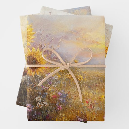 デカップヒマワリ鮮やかーデイジー絵を描色 ラッピングペーパーシート (インサイチュ)