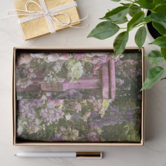 デカップピンクお洒落ヴィンテージトラック&フラワーズ 薄葉紙 (ギフト)