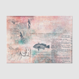 デカップピンクヴィンテージアンティーク新聞 薄葉紙