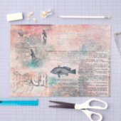 デカップピンクヴィンテージアンティーク新聞 薄葉紙 (クラフト)