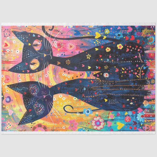 デカップピ鮮やかックイエローブルーキャッツアート 薄葉紙 (正面)