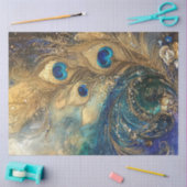 デカップピ鮮やかーコック羽毛モチーフ 薄葉紙 (クラフト)