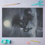 デカップブラックホース暗い月明かりの海シーン 薄葉紙 (クラフト)