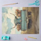 デカップブルーお洒落ヘアハイランドカウトラック 薄葉紙 (クラフト)