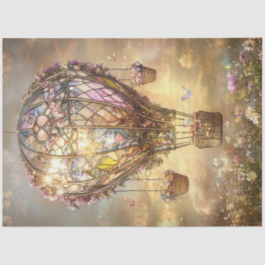 デカップホットエアバルーンのステンドグラスフローラ 薄葉紙 (正面)