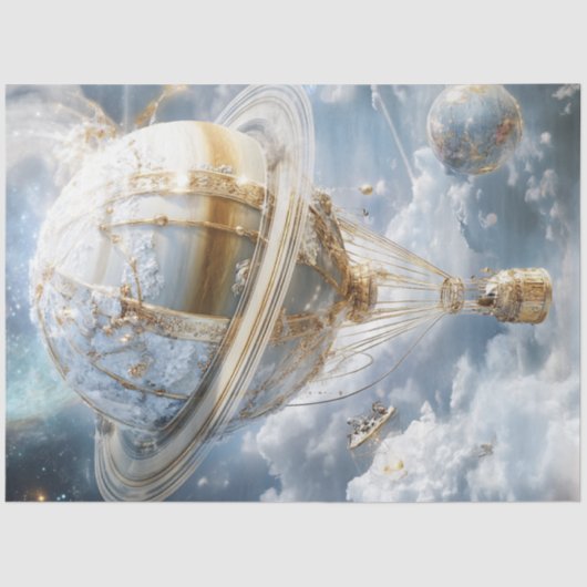 デカップホットエアバルーンは土星のように見える 薄葉紙 (正面)