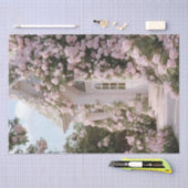 デカップホワイトコテージピンク登山バラ 薄葉紙 (クラフト)