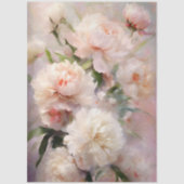 デカップホワイト&ピンク牡丹ウォーターカラーアート 薄葉紙 (正面)