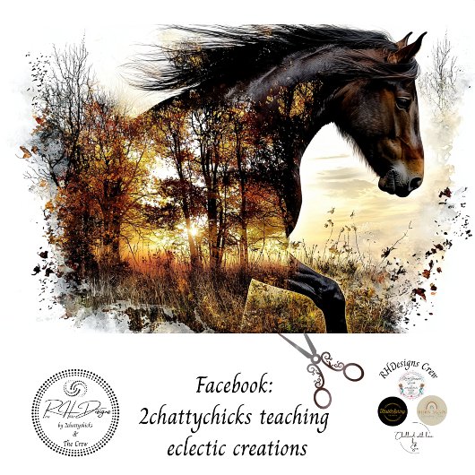 デカップランドスケープ馬二重露出フォレスト 薄葉紙