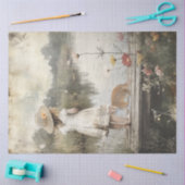 デカップリールガールストローハット波止場の湖&猫 薄葉紙 (クラフト)