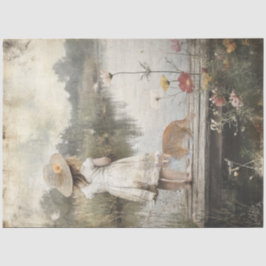 デカップリールガールストローハット波止場の湖&猫 薄葉紙