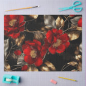 デカップリ鮮やかッドフラワーズシルバートリム 薄葉紙 (クラフト)