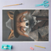 デカップレッドキツネビジネススーツ帽子 薄葉紙 (クラフト)