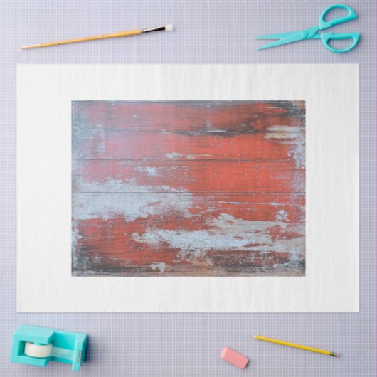 デカップレッド素朴風化木材テクスチャフェイク 薄葉紙 (クラフト)