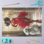 デカップレディエレガントレッドドレス&スタンダードプードル 薄葉紙 (クラフト)