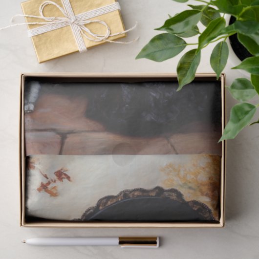 デカップレディビクトリアンーズインブラックガウンとプードル 薄葉紙 (ギフト)