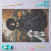 デカップレディビクトリアンーズインブラックガウンとプードル 薄葉紙 (クラフト)