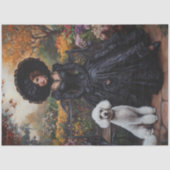 デカップレディビクトリアンーズインブラックガウンとプードル 薄葉紙 (正面)