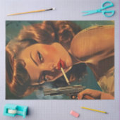 デカップヴィンテージポスターガールシガレット&ピストル 薄葉紙 (クラフト)