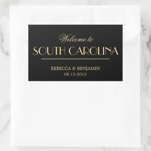 デカデコシックエレガントブラックウェルカム結婚ズ 長方形シール (バッグ)