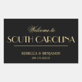 デカデコシックエレガントブラックウェルカム結婚ズ 長方形シール (正面)