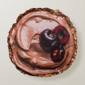 デカデントなチョコレートチェリーデザート投げ枕 ラウンドクッション (正面)