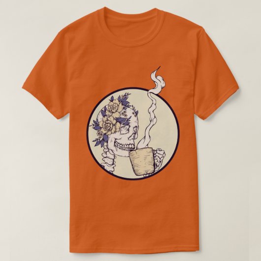 デカフのスケルトン前の死 Tシャツ (デザイン正面)