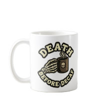 デカフェより死を | 面白いレトロなドクロとコーヒー