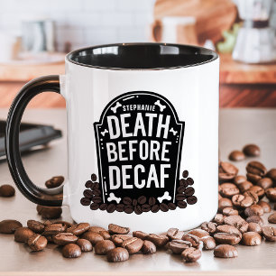 デカフェより死を Custom Name 墓石 マグカップ