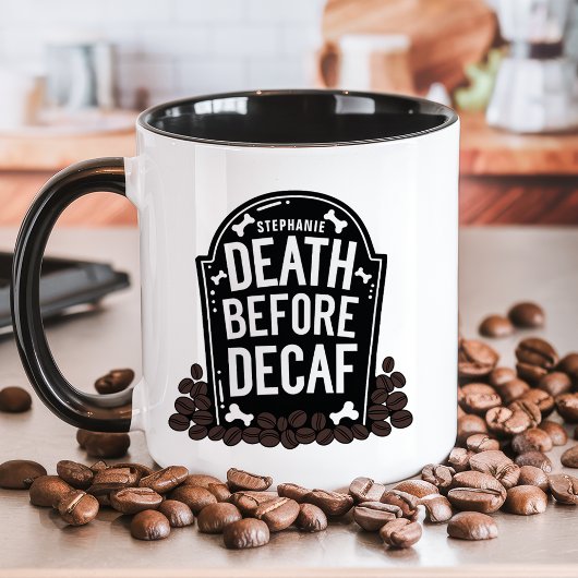 デカフェより死を Custom Name 墓石 マグカップ
